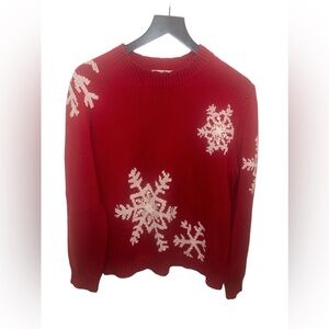 North Style, Red, Sweater, Large, Winter / Christmas, Snowflakes
